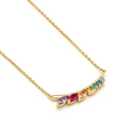 Collar de Plata de Ley 925 y Circonita Multicolor acabado en oro amarillo 18k - Nikon