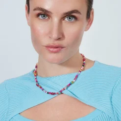 Collar de Plata de Ley 925 y Cristal Multicolor acabado en oro amarillo de 18k - Usak