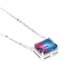 Collar de Plata de Ley 925 y Cuarzo Hidrotermal Azul Degradado acabado rodio - Kakan