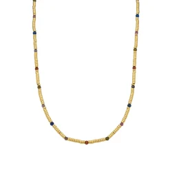 Collar de Plata de Ley 925 y Cristal Multicolor acabado oro 18k - Deli