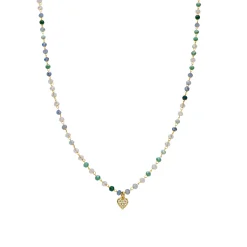Collar de Plata de Ley 925 y Cristal Multicolor acabado oro amarillo de 18k - Caram