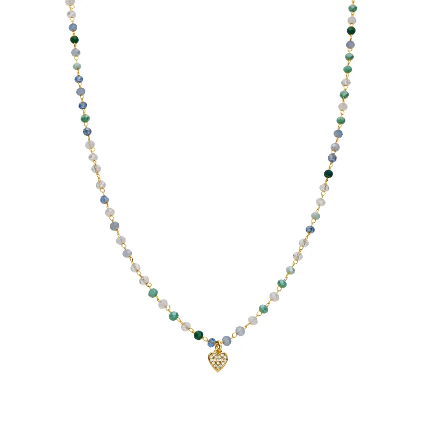 Collar de Plata de Ley 925 y Cristal Multicolor acabado oro amarillo de 18k - Caram