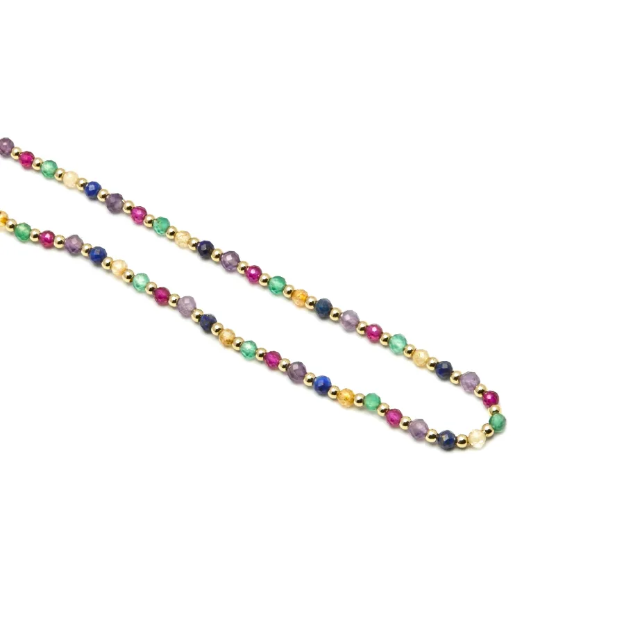 Collar de Plata de Ley 925 y Cristal Multicolor acabado en oro amarillo 18K - Shedi