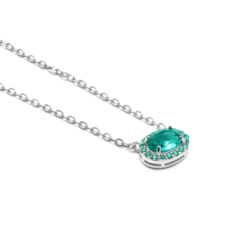 Collar de Plata de Ley 925 y Circonita Aguamarina acabado rodio - Unxo