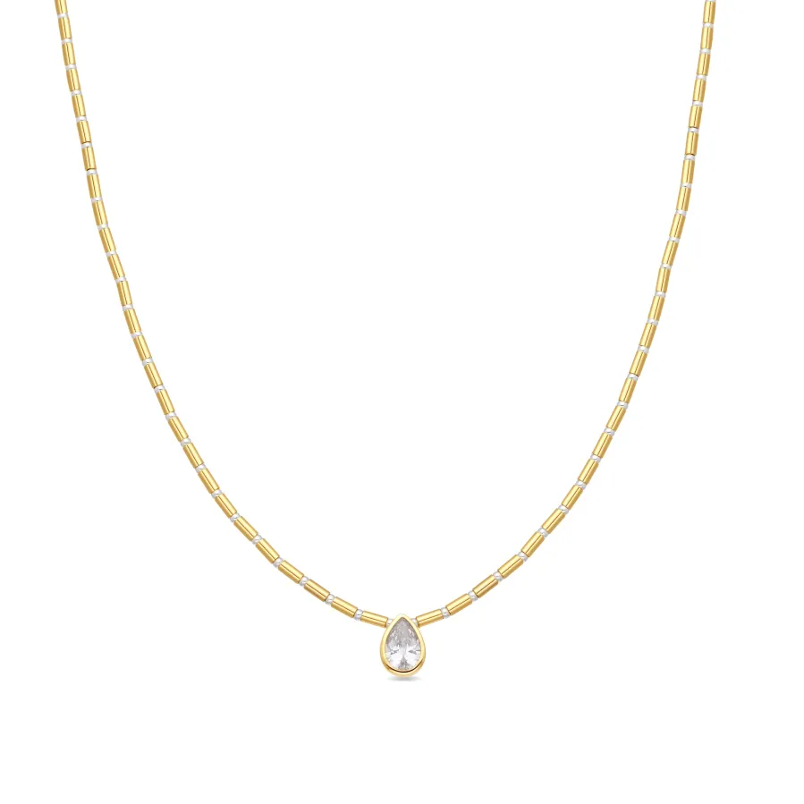 Collar de Plata de Ley 925 y Circonita Brillante acabado en oro amarillo de 18k - Gusva