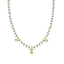 Collar de Plata de Ley 925 y Cristal Verde acabado oro amarillo de 18k - Dadrec