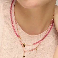 Collar de Plata de Ley 925 y Lacado Rosa acabado oro amarillo de 18k - Axelon
