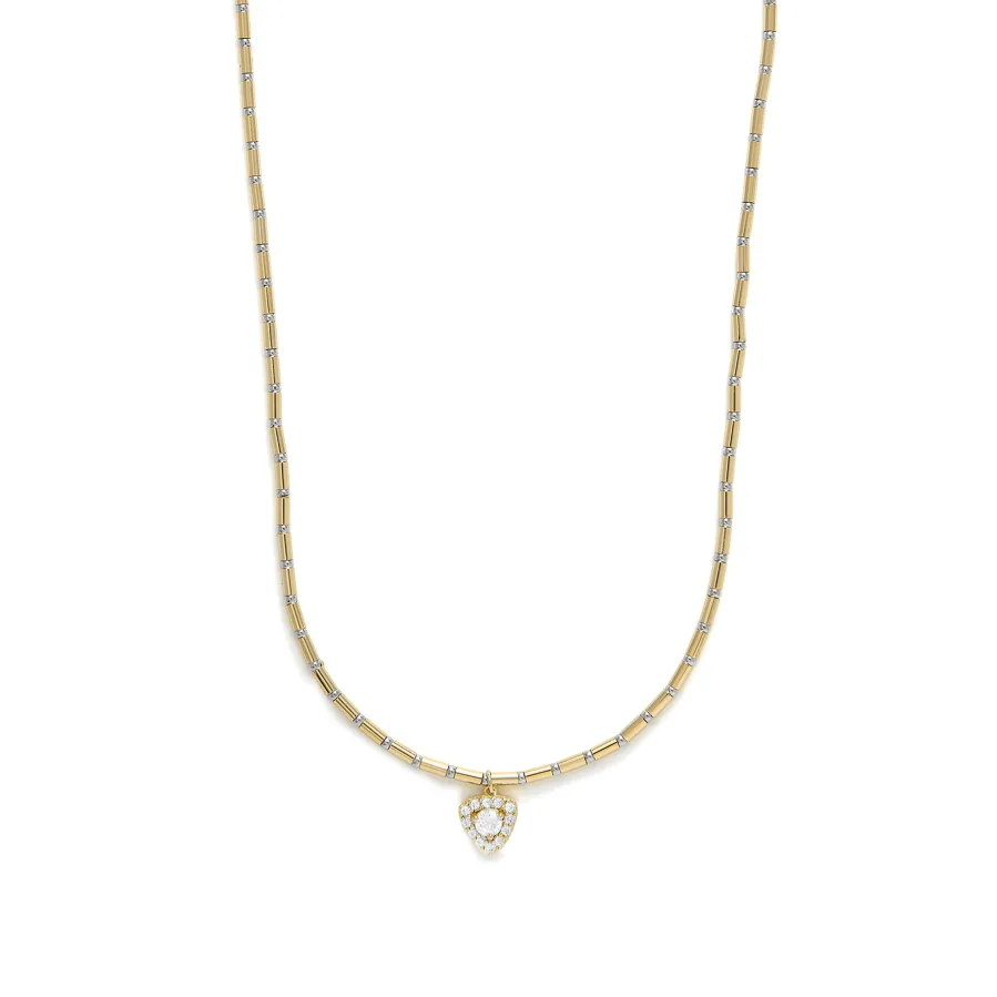 Collar de Plata de Ley 925 y Circonita Brillante acabado en oro amarillo 18k - Aldra