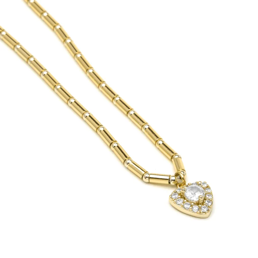 Collar de Plata de Ley 925 y Circonita Brillante acabado en oro amarillo 18k - Aldra