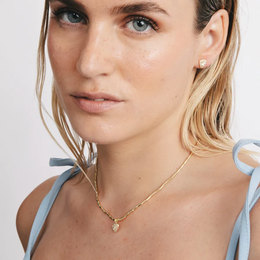 Collar de Plata de Ley 925 y Circonita Brillante acabado en oro amarillo 18k - Aldra