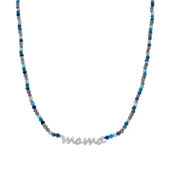 Collar de Plata de Ley 925 y Cristal Azul Oscuro acabado rodio - Mama