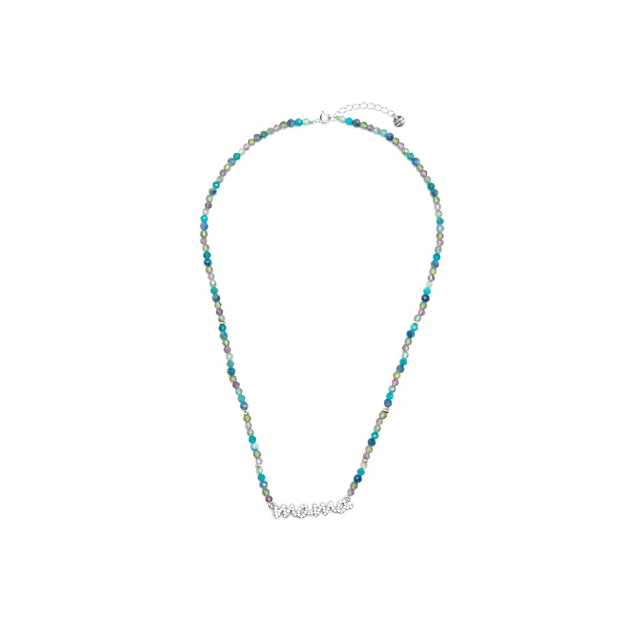 Collar de Plata de Ley 925 y Cristal Azul Oscuro acabado rodio - Mama
