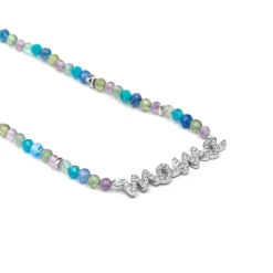 Collar de Plata de Ley 925 y Cristal Azul Oscuro acabado rodio - Mama