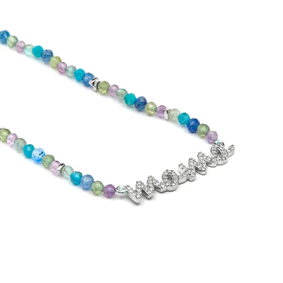 Collar de Plata de Ley 925 y Cristal Azul Oscuro acabado rodio - Mama