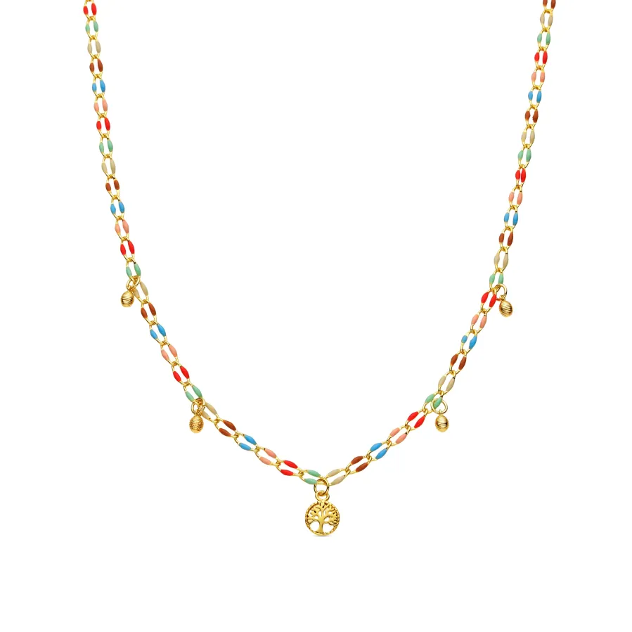 Collar de Plata de Ley 925 y Lacado Multicolor acabado oro amarillo de 18k - Ximue