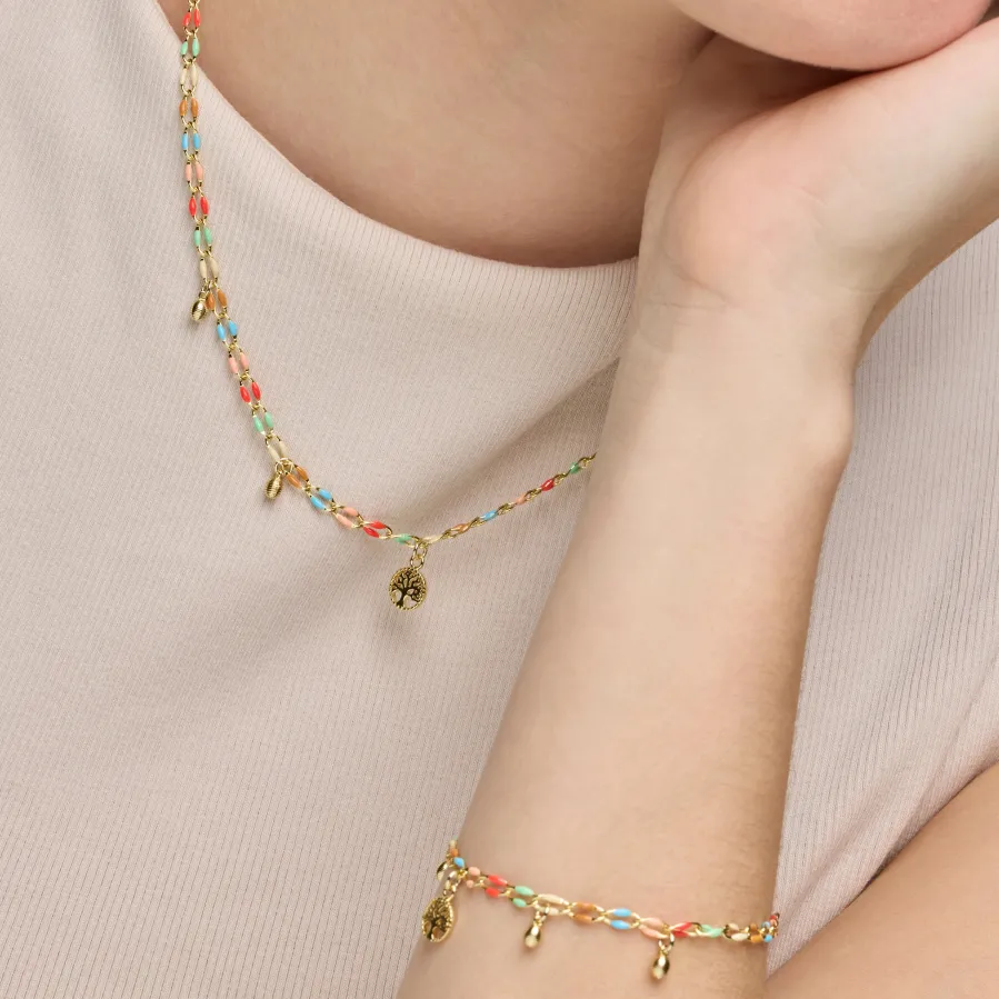 Collar de Plata de Ley 925 y Lacado Multicolor acabado oro amarillo de 18k - Ximue