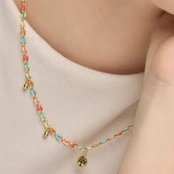 Collar de Plata de Ley 925 y Lacado Multicolor acabado oro amarillo de 18k - Ximue