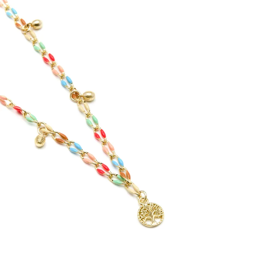 Collar de Plata de Ley 925 y Lacado Multicolor acabado oro amarillo de 18k - Ximue
