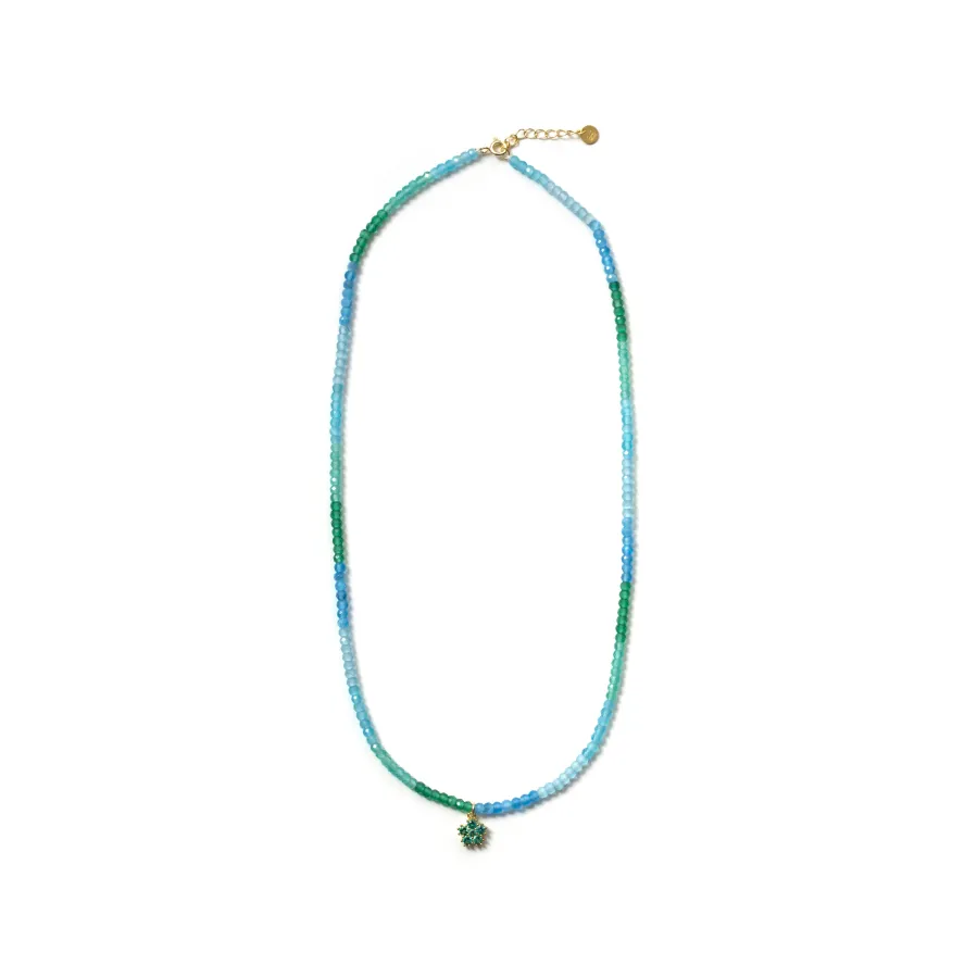 Collar de Plata de Ley 925 y Circonita Aguamarina acabado en oro amarillo de 18k - Saino