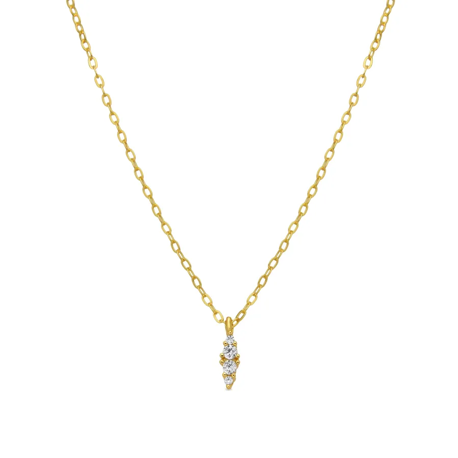 Collar de Plata de Ley 925 y Circonita Brillante acabado oro amarillo de 18k - Naswa