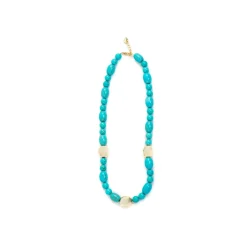 Collar de Plata de Ley 925 y Turquesa acabado oro amarillo de 18k Shyra