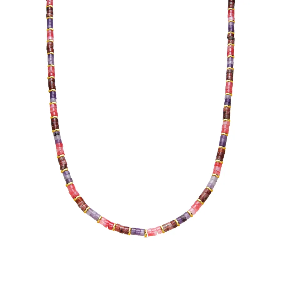 Collar de Plata de Ley 925 y Amatista Natural acabado oro amarillo de 18k - Abolg