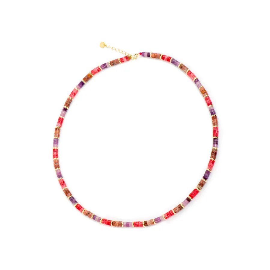 Collar de Plata de Ley 925 y Amatista Natural acabado oro amarillo de 18k - Abolg