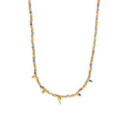 Collar de Plata de Ley 925 y Circonita Multicolor acabado en oro amarillo 18k - Esli