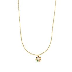 Collar de Plata de Ley 925 y Circonita Multicolor acabado en oro amarillo 18k - Horsa