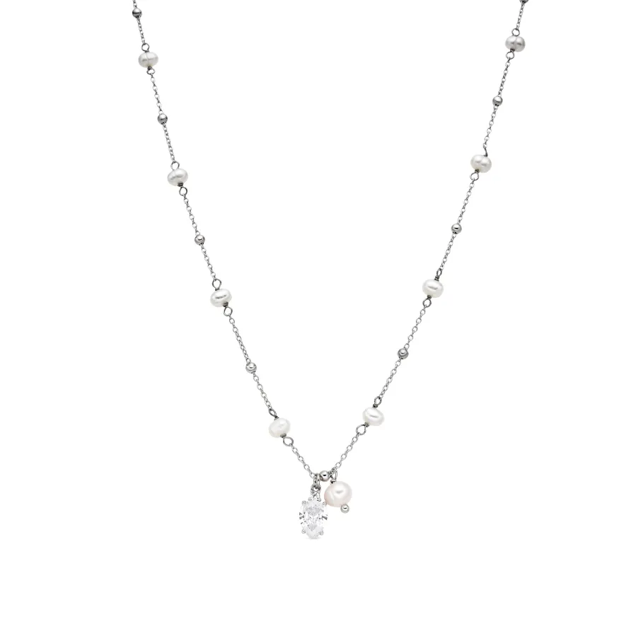 Collar de Plata de Ley 925 y Circonita Brillante acabado rodio - Lebao