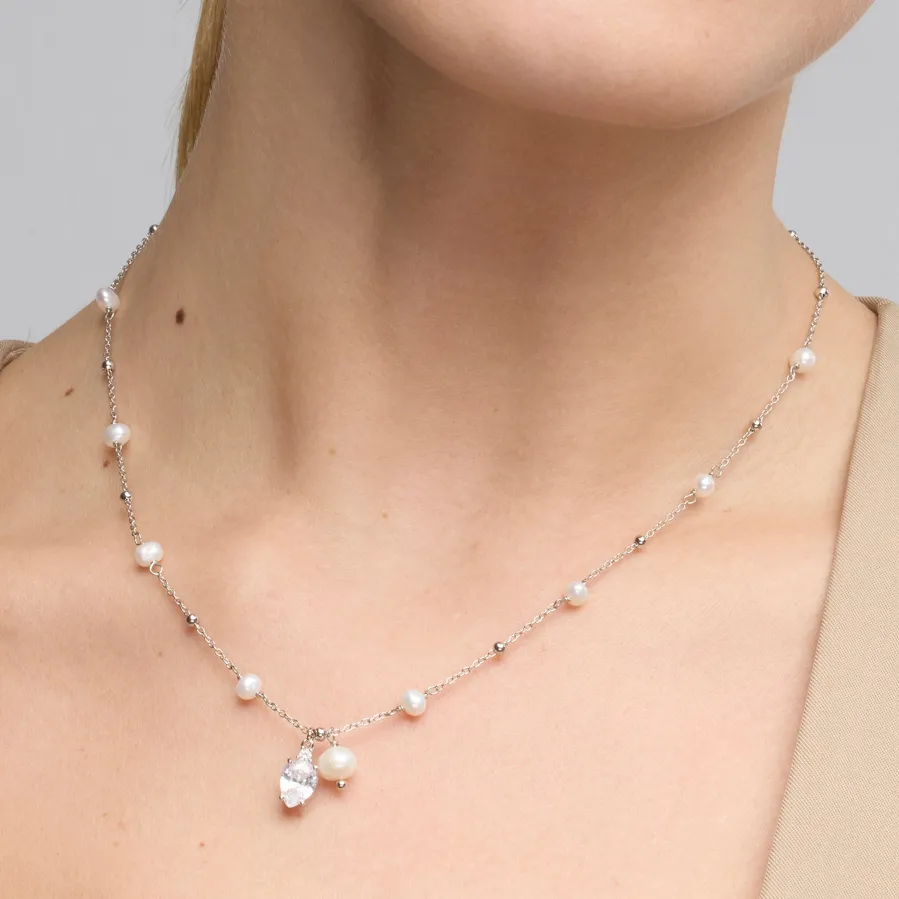 Collar de Plata de Ley 925 y Circonita Brillante acabado rodio - Lebao