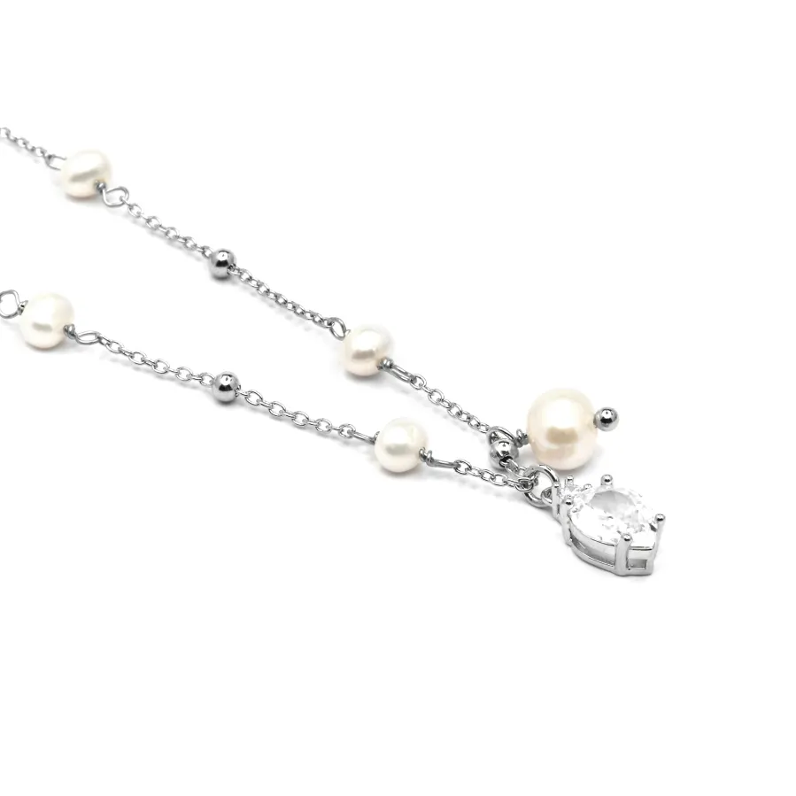 Collar de Plata de Ley 925 y Circonita Brillante acabado rodio - Lebao