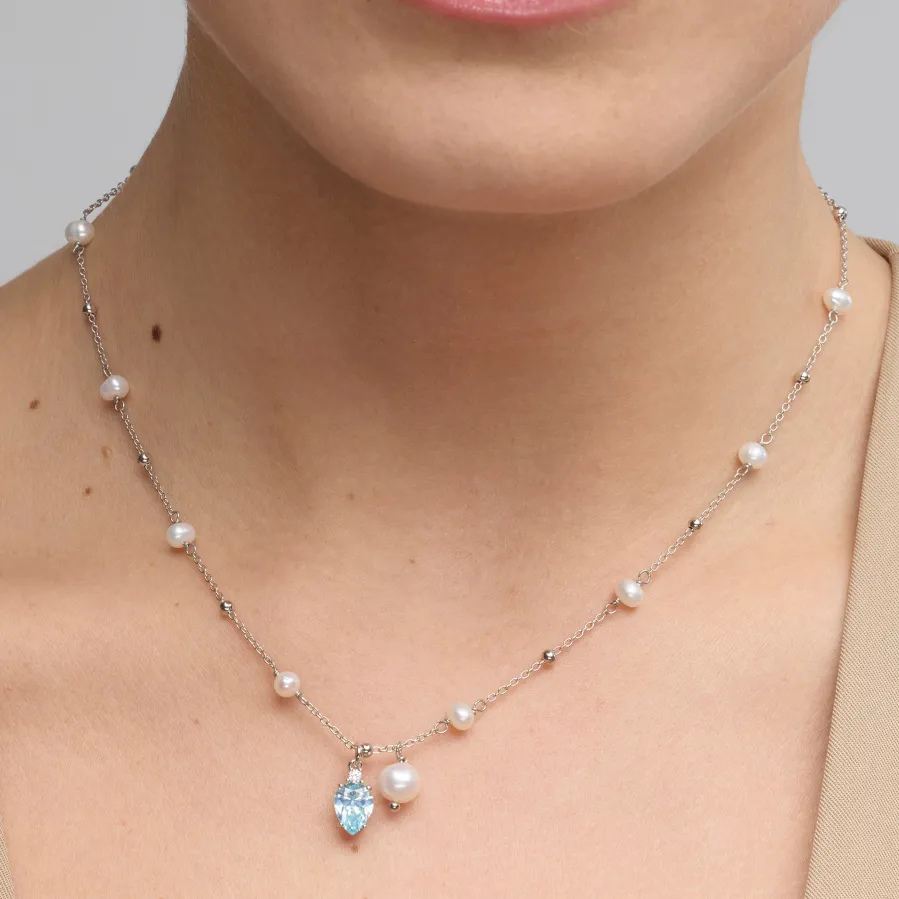 Collar de Plata de Ley 925 y Circonita Brillante acabado rodio - Lebao