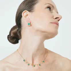 Collar de Plata de Ley 925 y Cuarzo Hidrotermal Verde Paraiba acabado en oro amarillo 18k - Lakrom