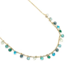 Collar de Plata de Ley 925 y Circonita Multicolor acabado en oro amarillo de 18k - Dorala