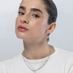 Collar de Plata de Ley 925 y Cristal Multicolor acabado en oro amarillo 18K - Estrella