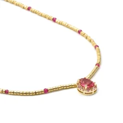 Collar de Plata de Ley 925 y Cuarzo Hidrotermal Rosa acabado en oro amarillo de 18k - Simder