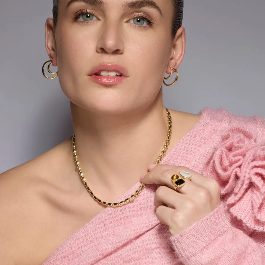 Collar de Plata de Ley 925 y Circonita Brillante acabado oro amarillo de 18k - Gaskel