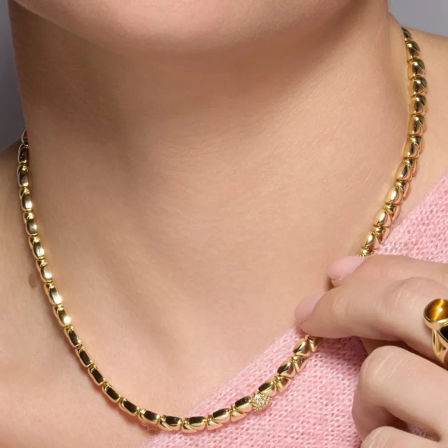 Collar de Plata de Ley 925 y Circonita Brillante acabado oro amarillo de 18k - Gaskel