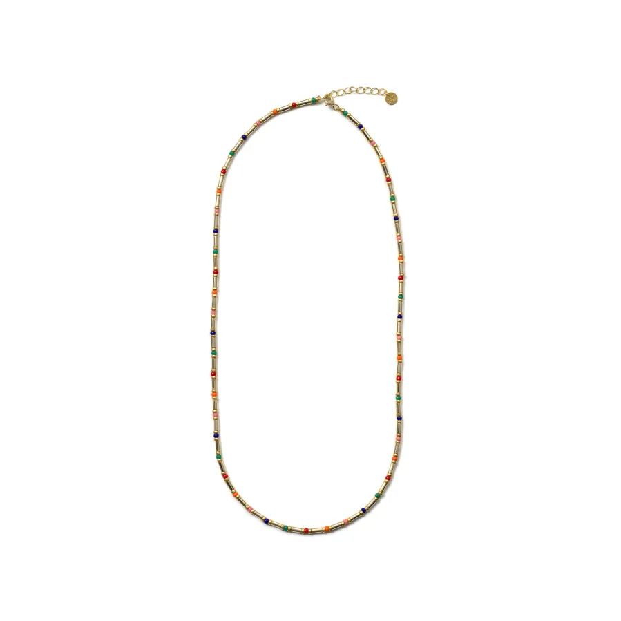 Collar de Plata de Ley 925 y Cristal Multicolor acabado en oro amarillo de 18k - Sharawi