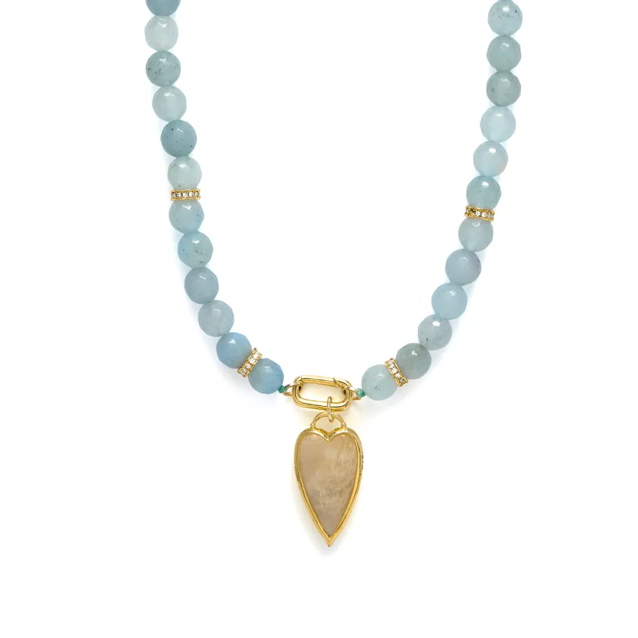 Collar de Plata de Ley 925 y Jade Azul acabado en oro amarillo 18k - Zaty