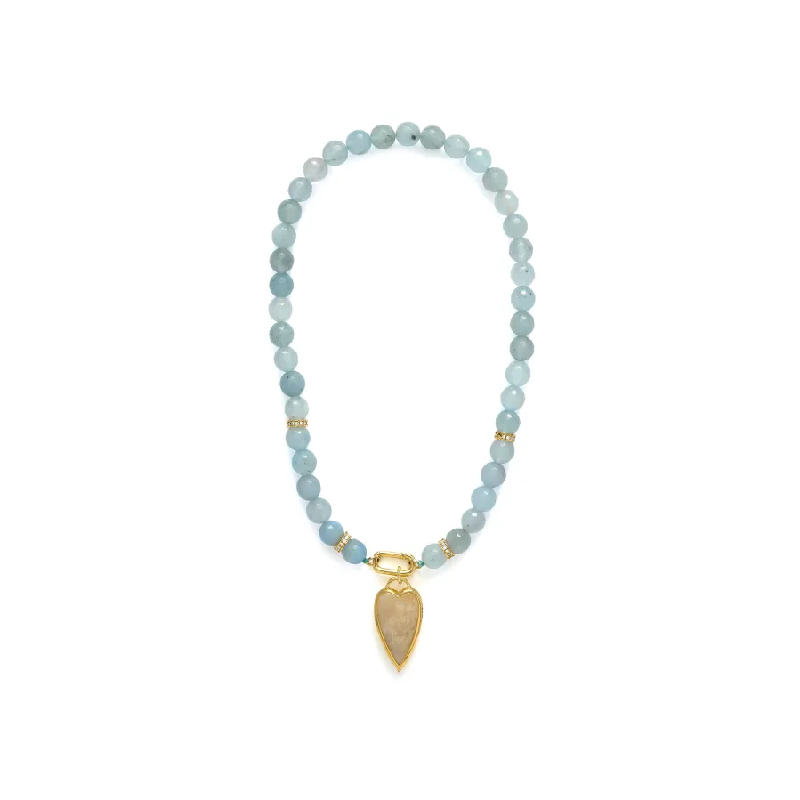 Collar de Plata de Ley 925 y Jade Azul acabado en oro amarillo 18k - Zaty