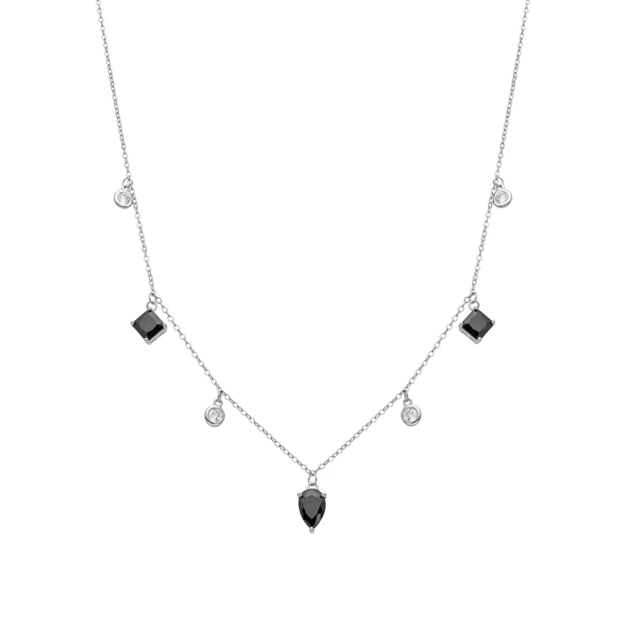 Collar de Plata de Ley 925 y Circonita Onix acabado en rodio - Irul