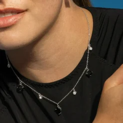 Collar de Plata de Ley 925 y Circonita Onix acabado en rodio - Irul
