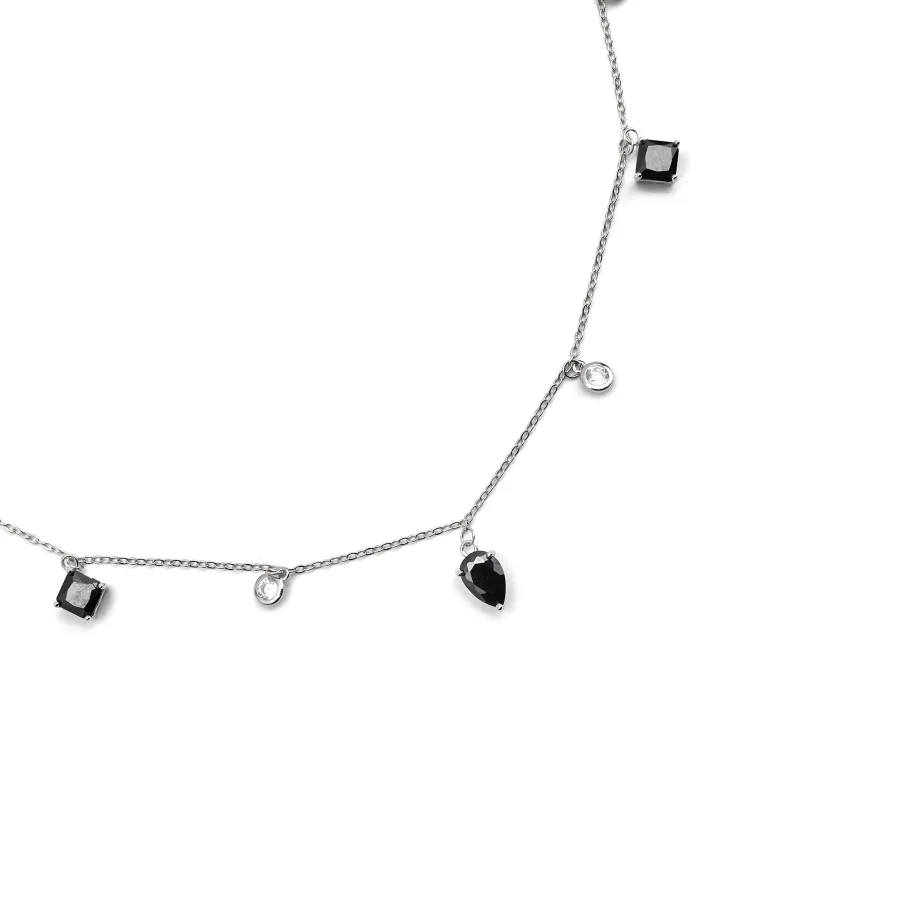 Collar de Plata de Ley 925 y Circonita Onix acabado en rodio - Irul