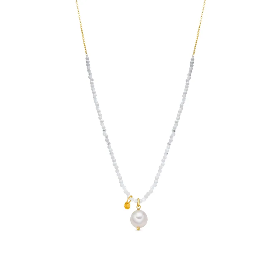 Collar de Plata de Ley 925 y Cristal Blanco acabado oro amarillo de 18k - Husu