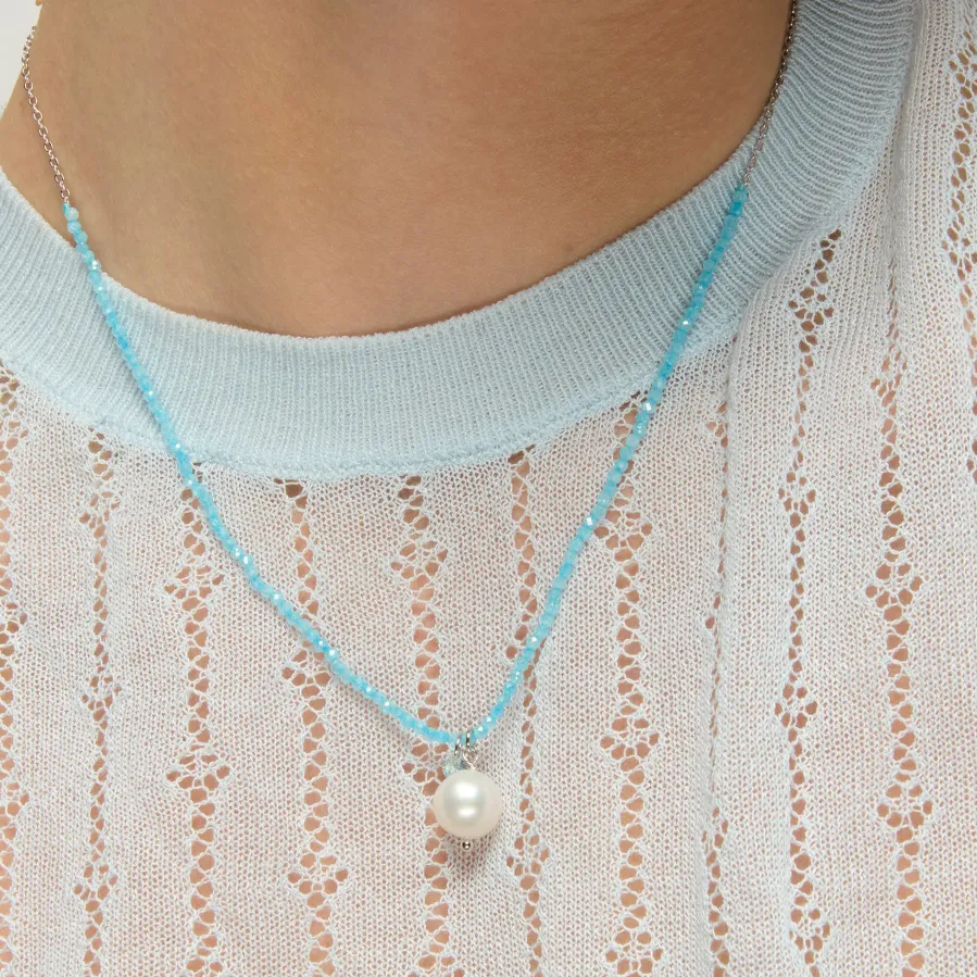 Collar de Plata de Ley 925 y Cristal Blanco acabado oro amarillo de 18k - Husu