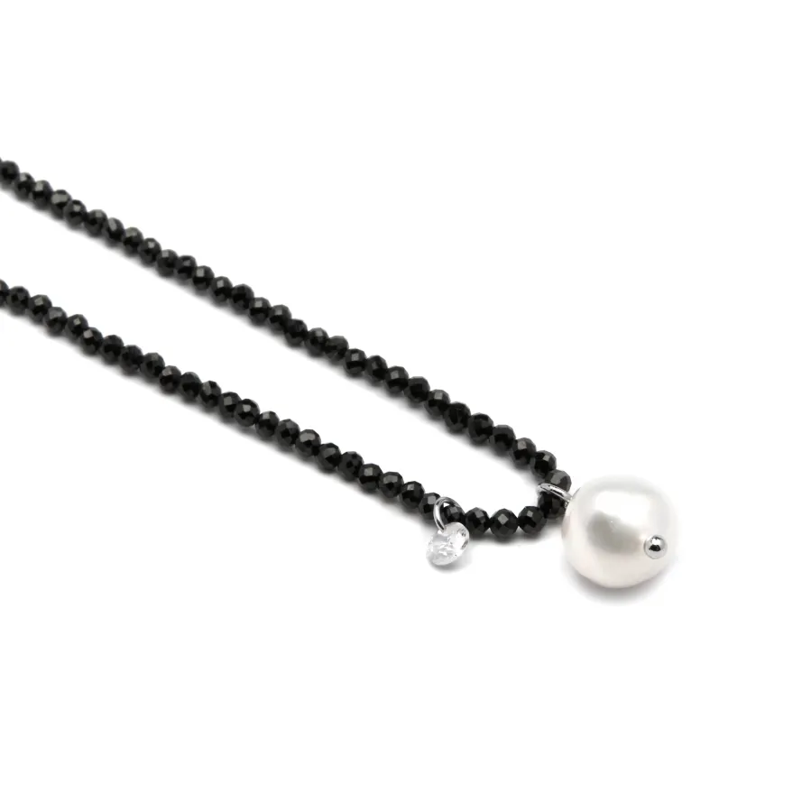 Collar de Plata de Ley 925 y Cristal Blanco acabado oro amarillo de 18k - Husu