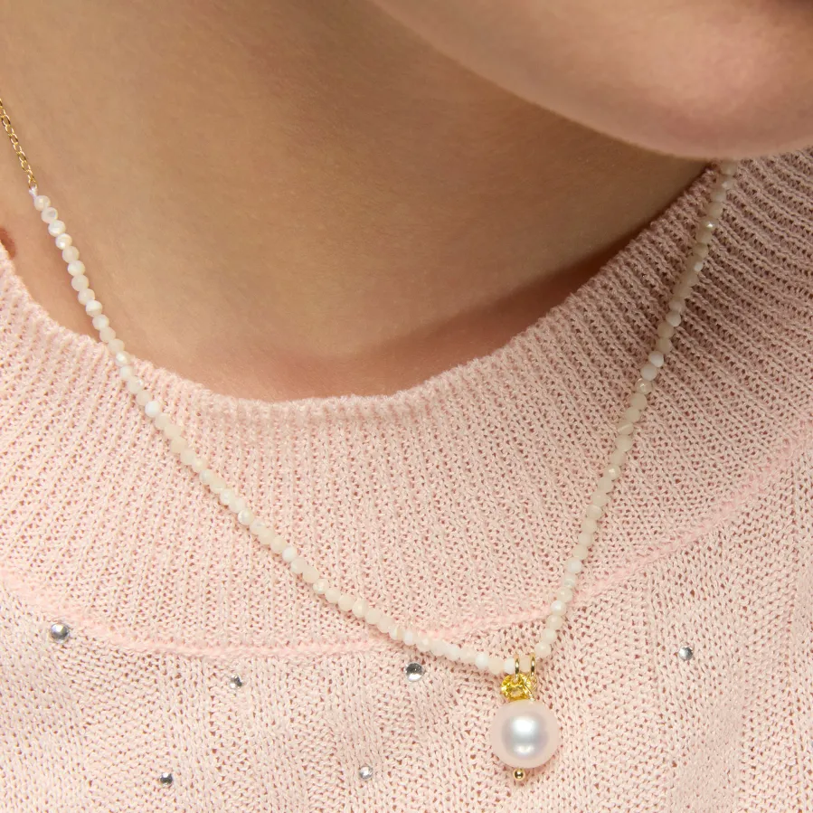 Collar de Plata de Ley 925 y Cristal Blanco acabado oro amarillo de 18k - Husu