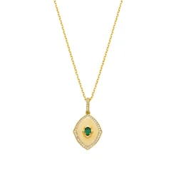Collar de Plata de Ley 925 y Circonita Esmeralda acabado oro 18k - Emxy
